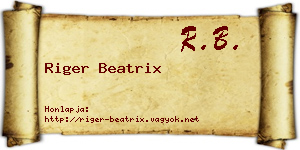 Riger Beatrix névjegykártya
